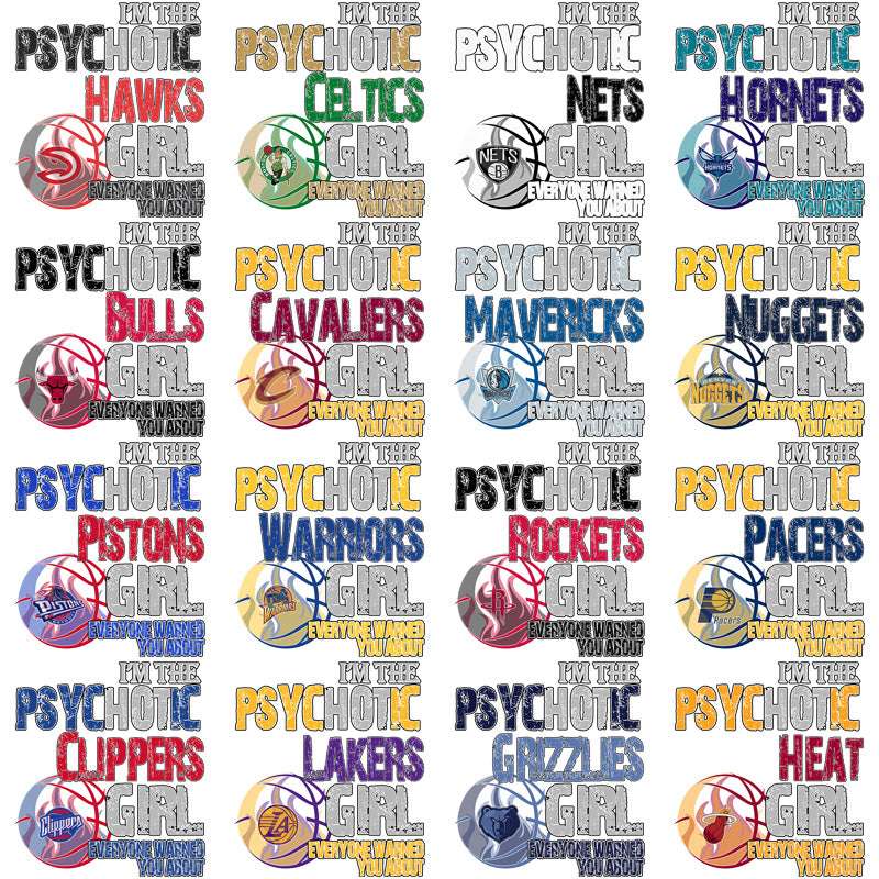 30 Basketball Teams Psycho Girl Designs Bundle PNG