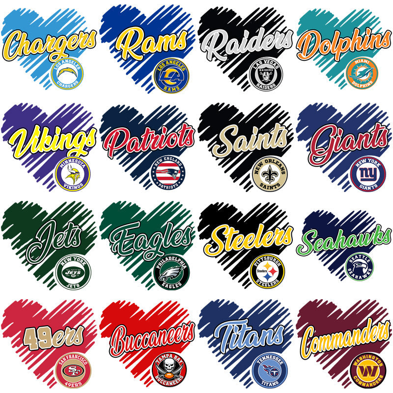 32 Football Team Heart Logo PNG Bundle: Downloadable Designs