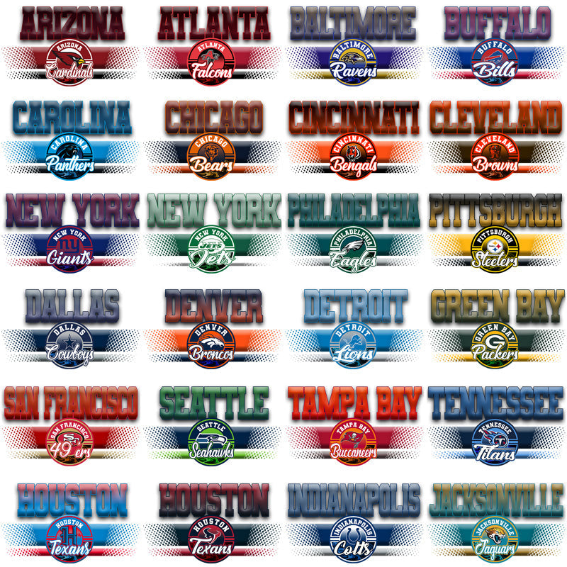 32 NFL Team Stripe Designs PNG Bundle: High-Resolution Graphics