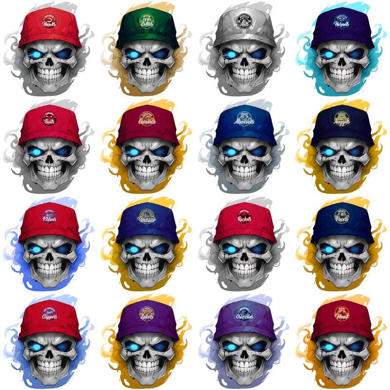 30 Basketball Teams Smokin Skull Designs Bundle PNG