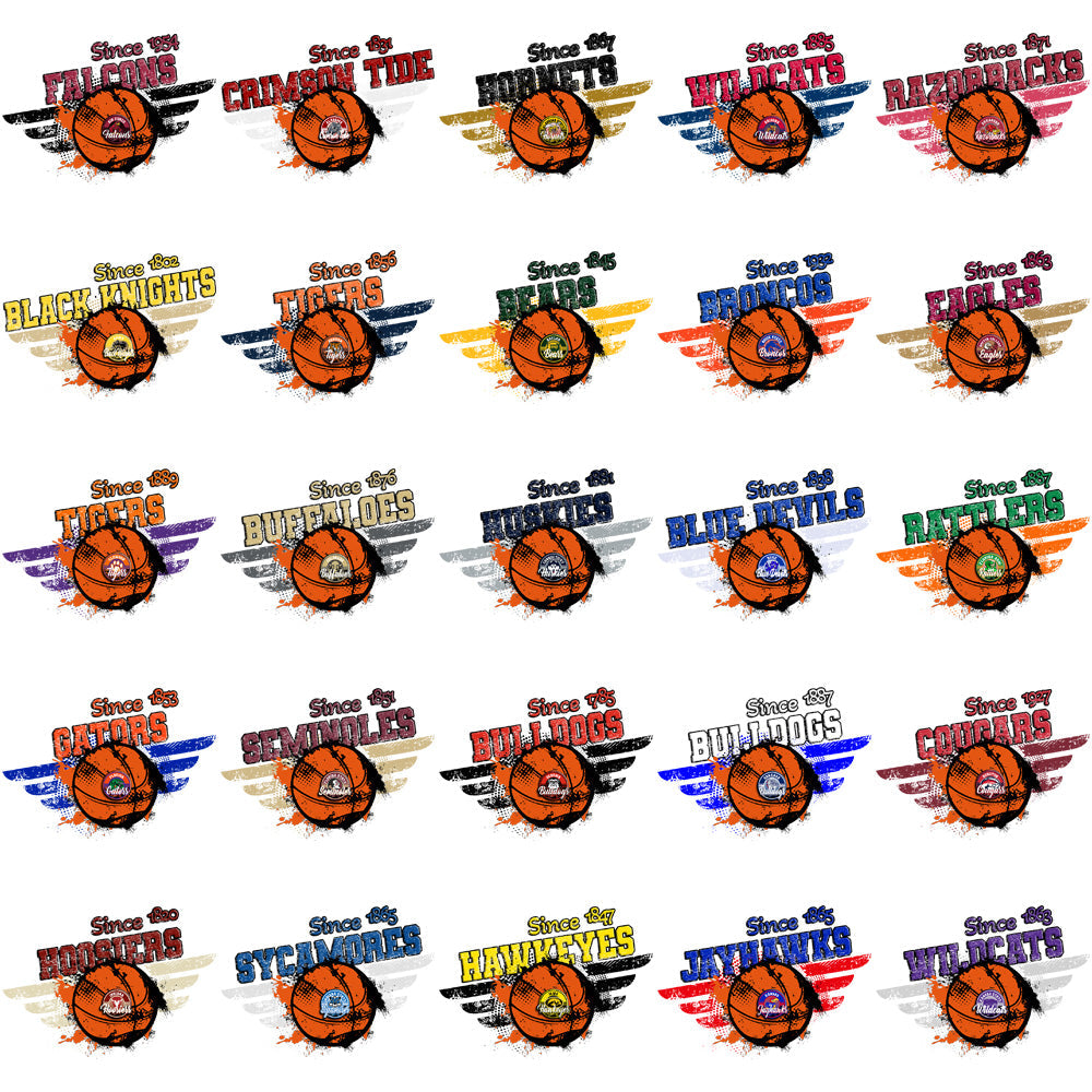61 NCAA Vintage College Basketball Team Logos: PNG Bundle