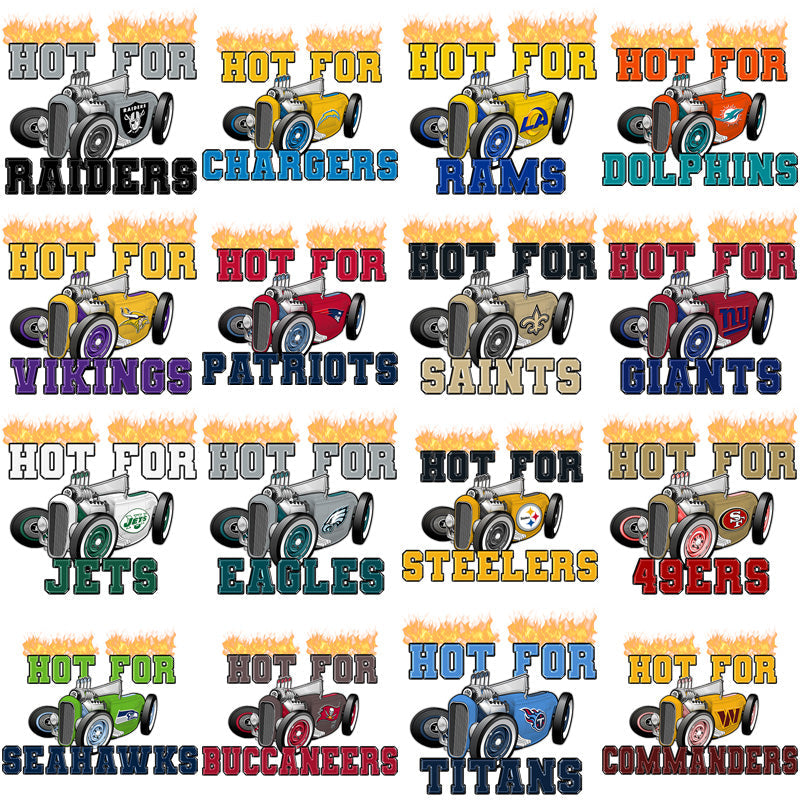 32 NFL Team Hot Rod Designs: PNG Bundle for Car Enthusiasts