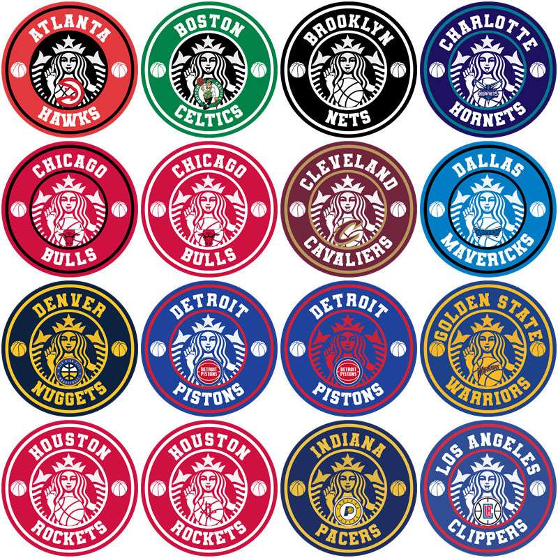 30 Basketball Teams Starbucks Logos Designs Bundle PNG