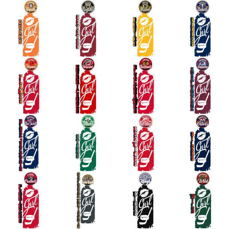 32 Ice Hockey Team Girl PNG Designs Bundle: Sublimation Graphics