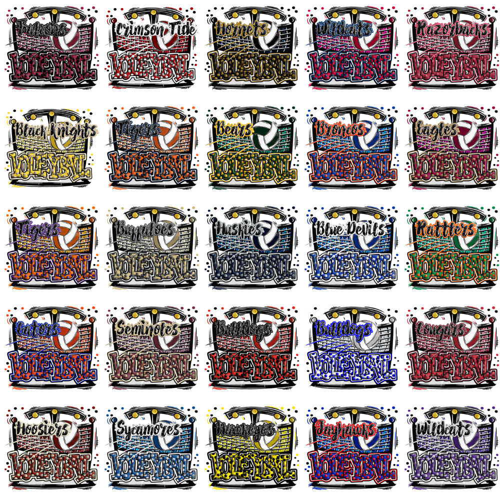 62 Retro NCAA College Volleyball Team PNG Designs Bundle