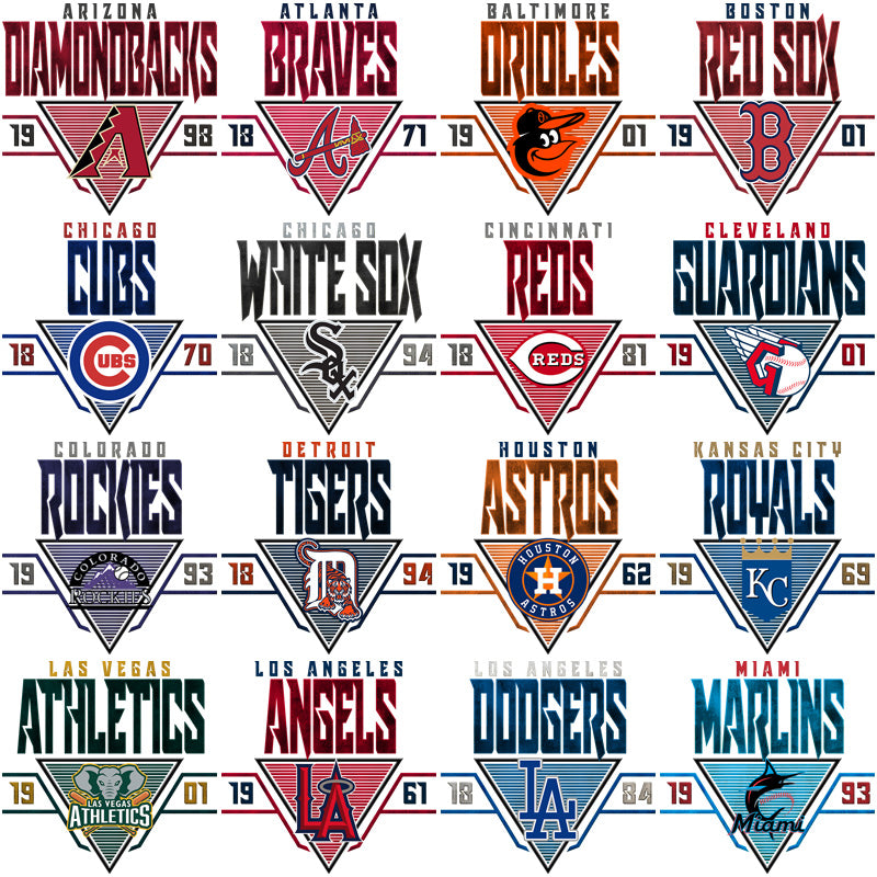 30 MLB Team Triangle Logos: PNG Bundle for Designers