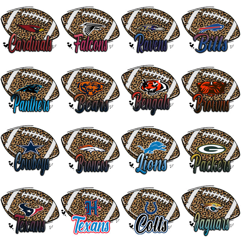 32 Leopard Print Football Team Designs: PNG Bundle for Coaches & Fans