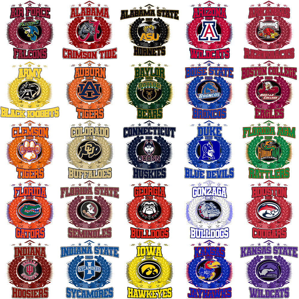 61 NCAA College Team Wreath PNG Bundle: Perfect for Crafts & Fan Decor