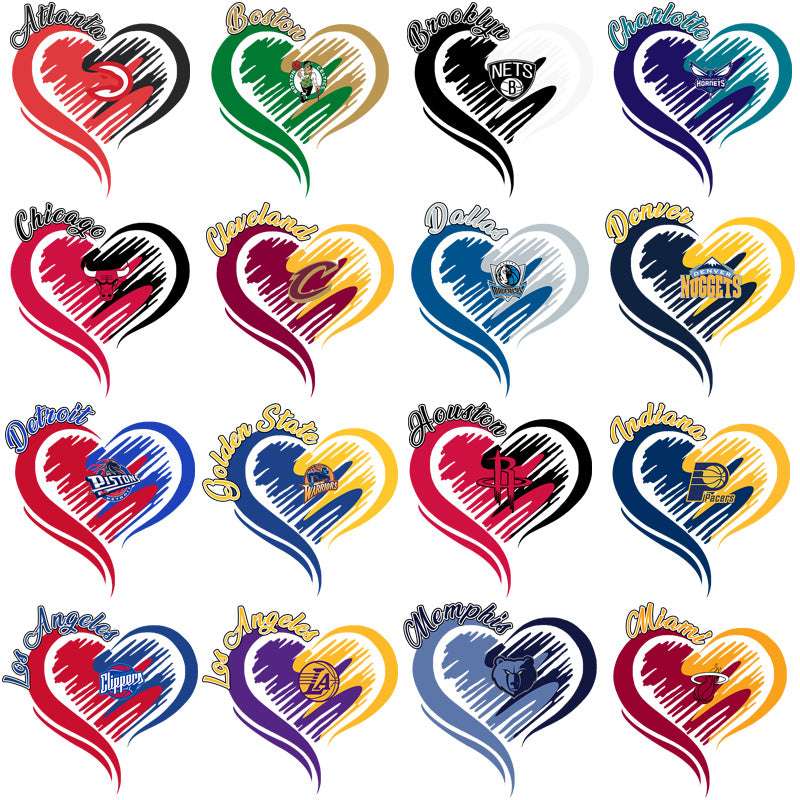 30 Basketball Teams Team Heart Designs Bundle PNG