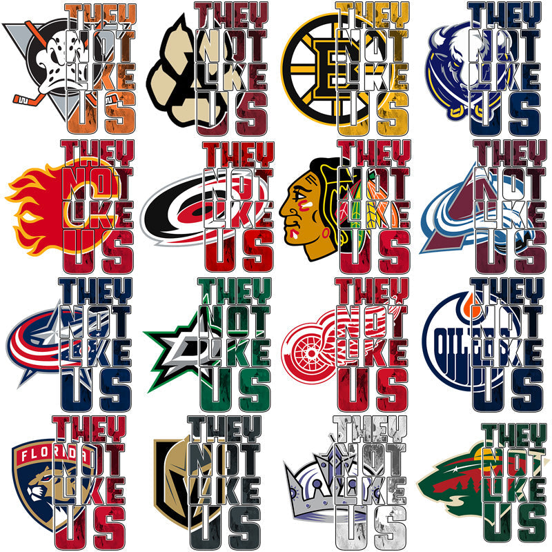 32 Unique Ice Hockey Team PNG Designs: Not Like Us Bundle