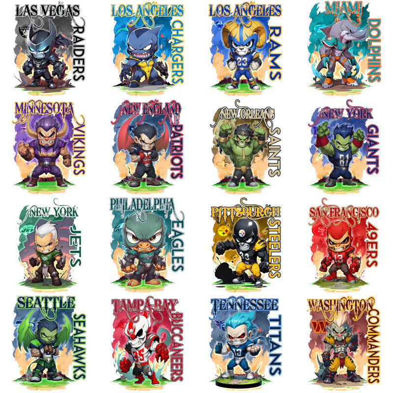 32 Monster Mascot PNGs: Football Team Logos & Designs Bundle