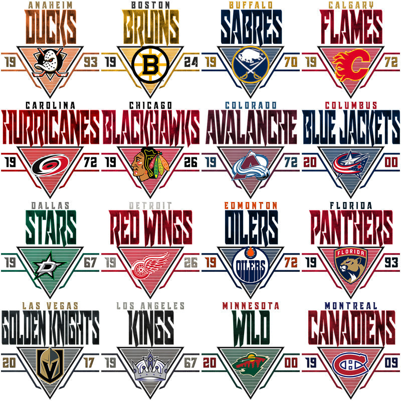 32 Ice Hockey Team Triangle Logos: PNG Bundle for Designs