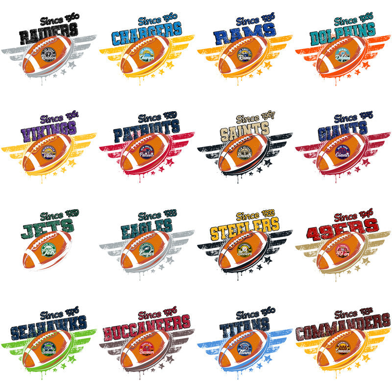 32 Vintage Football Team Wing PNG Designs Bundle