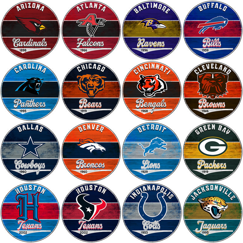 32 NFL Team Logos: Wood Texture PNG Bundle for Crafts & Design