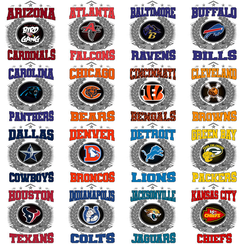 32 NFL Team Wreath PNGs: Football Fan SVG Bundle for Crafts