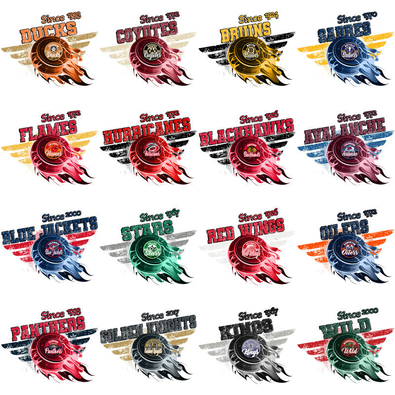 32 Vintage Ice Hockey Team Wing PNG Designs Bundle
