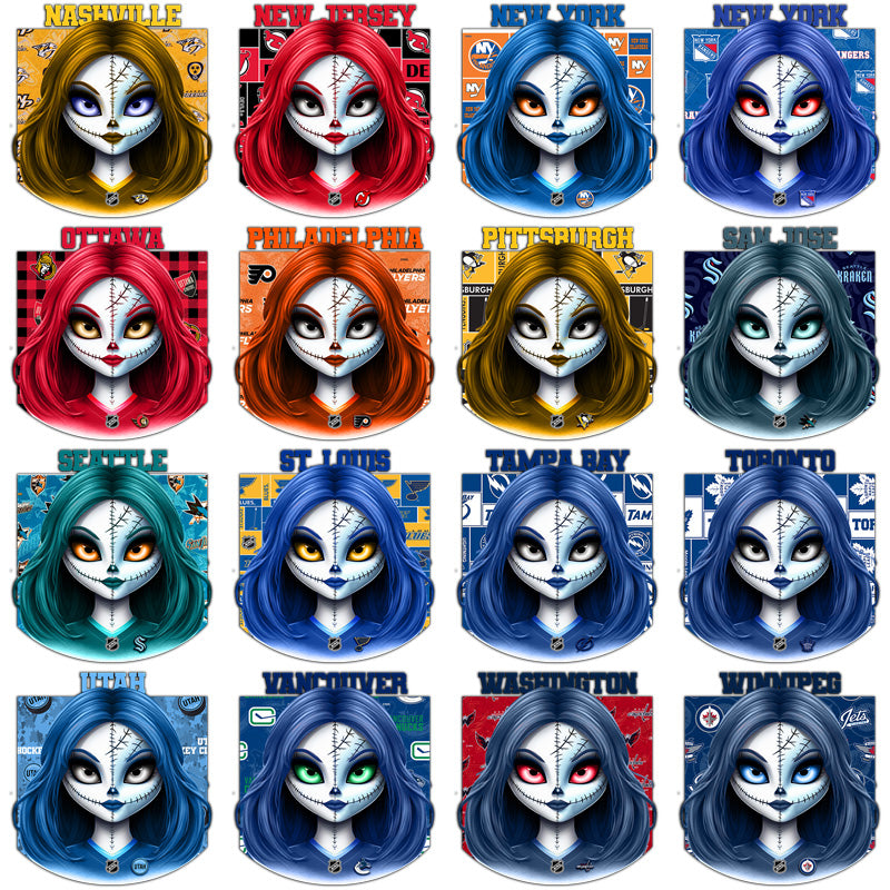 32 Zombie Girl Ice Hockey Team PNG Designs Bundle