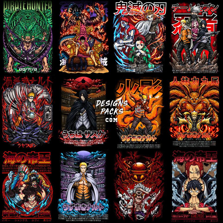 70 High-Quality Anime Mix Halftone PNG Designs Bundle for Artists & Designers