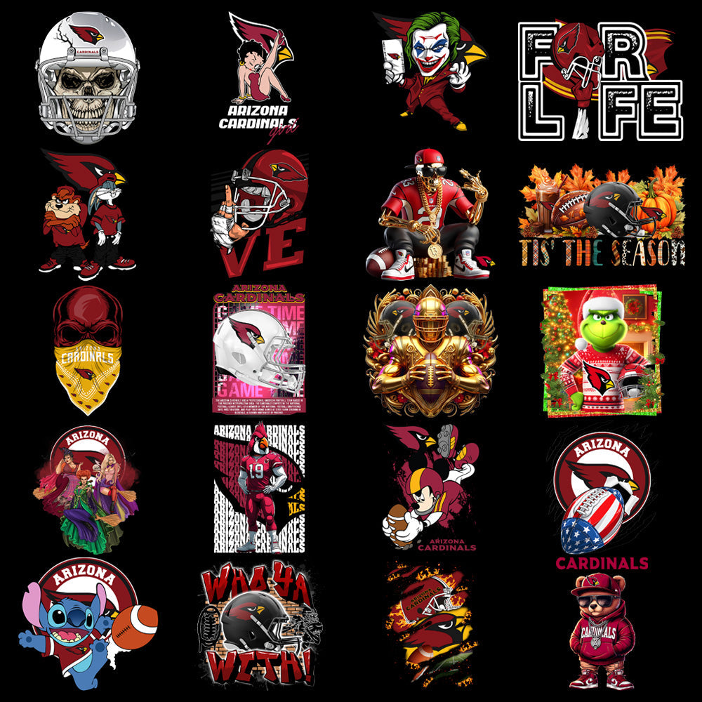 Arizona Cardinals PNG Football Designs Bundle: 48 V1 Graphics