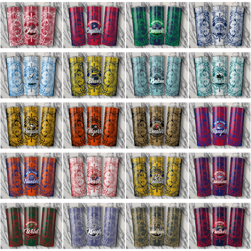 32 NHL Team Tumbler Wraps: Lace & Logo JPG Bundle
