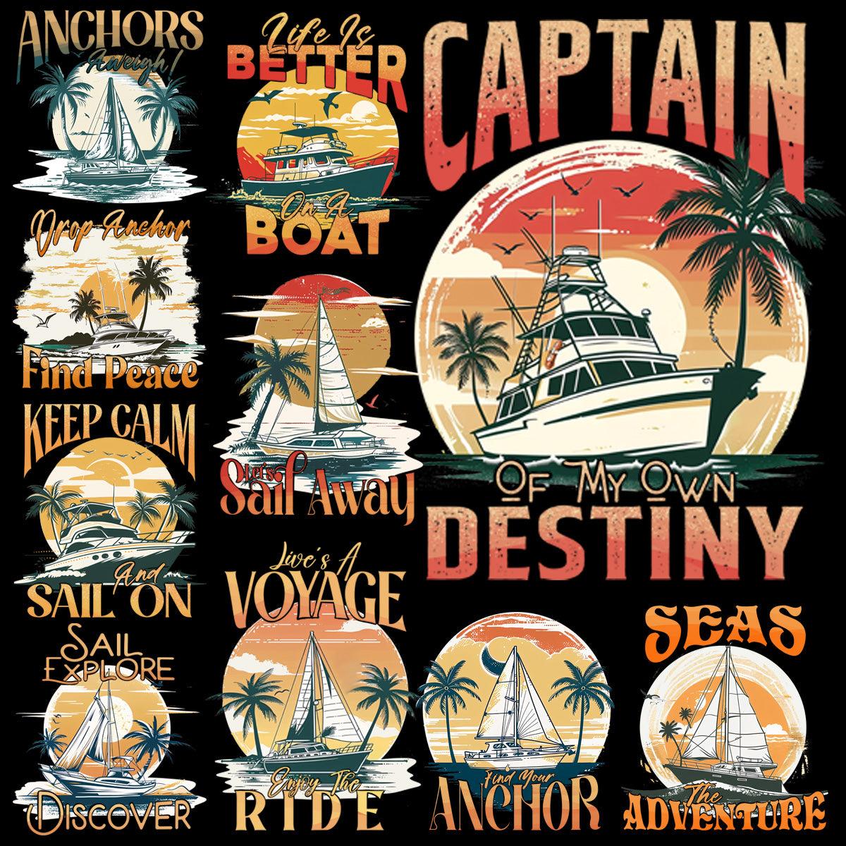 9 Premium Sailor & Boat Adventure PNG Designs Bundle