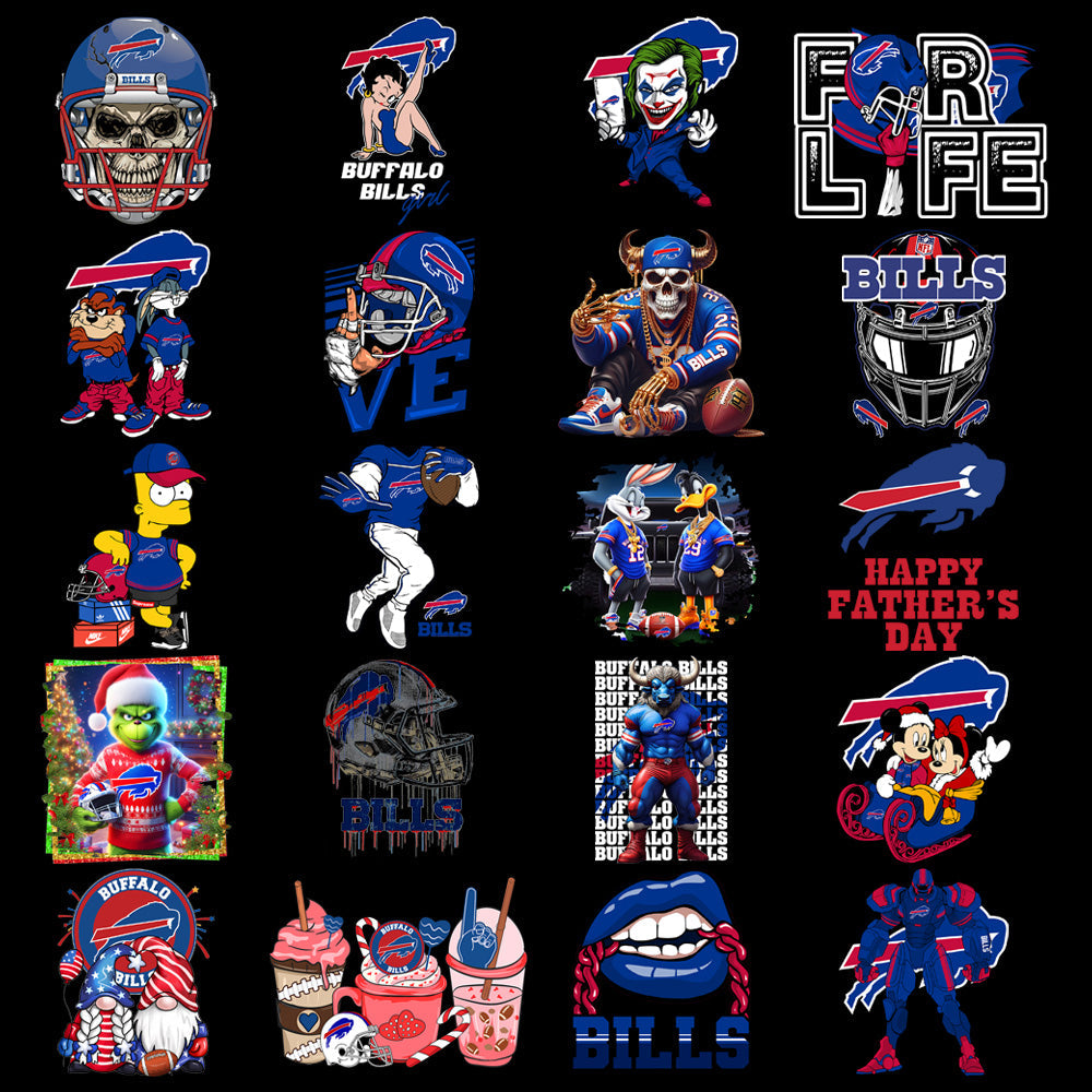 49 Buffalo Bills PNG Football Designs Bundle: V1