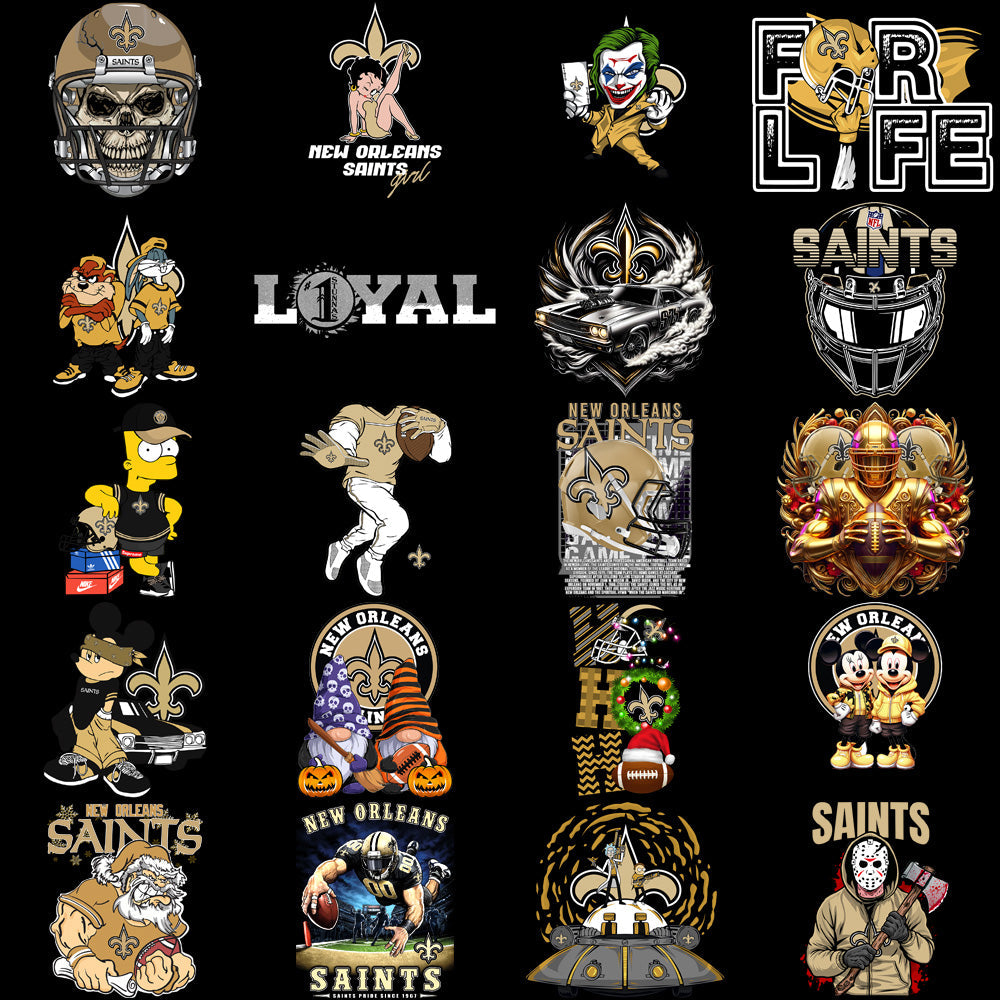 50 New Orleans Saints PNG Football Designs Bundle: V1