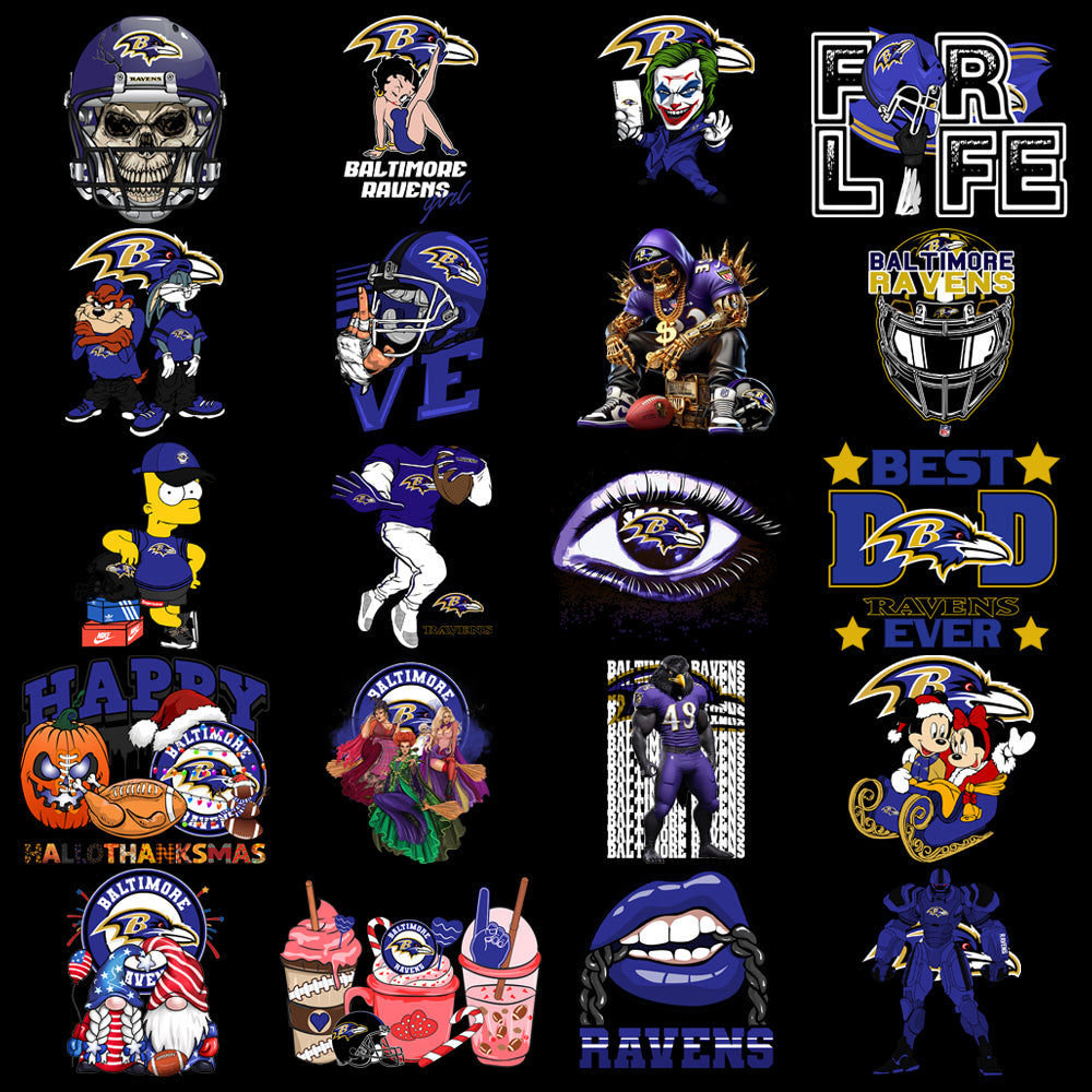 Baltimore Ravens Football PNG Designs Bundle: 48 V1 Graphics