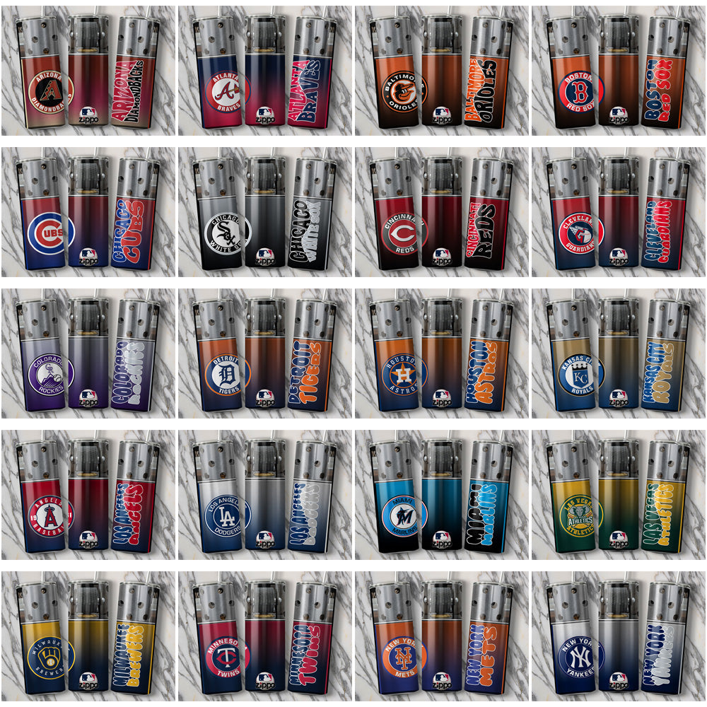 30 MLB Team Zippo Lighter Tumbler Wraps JPG Bundle - Instant Download
