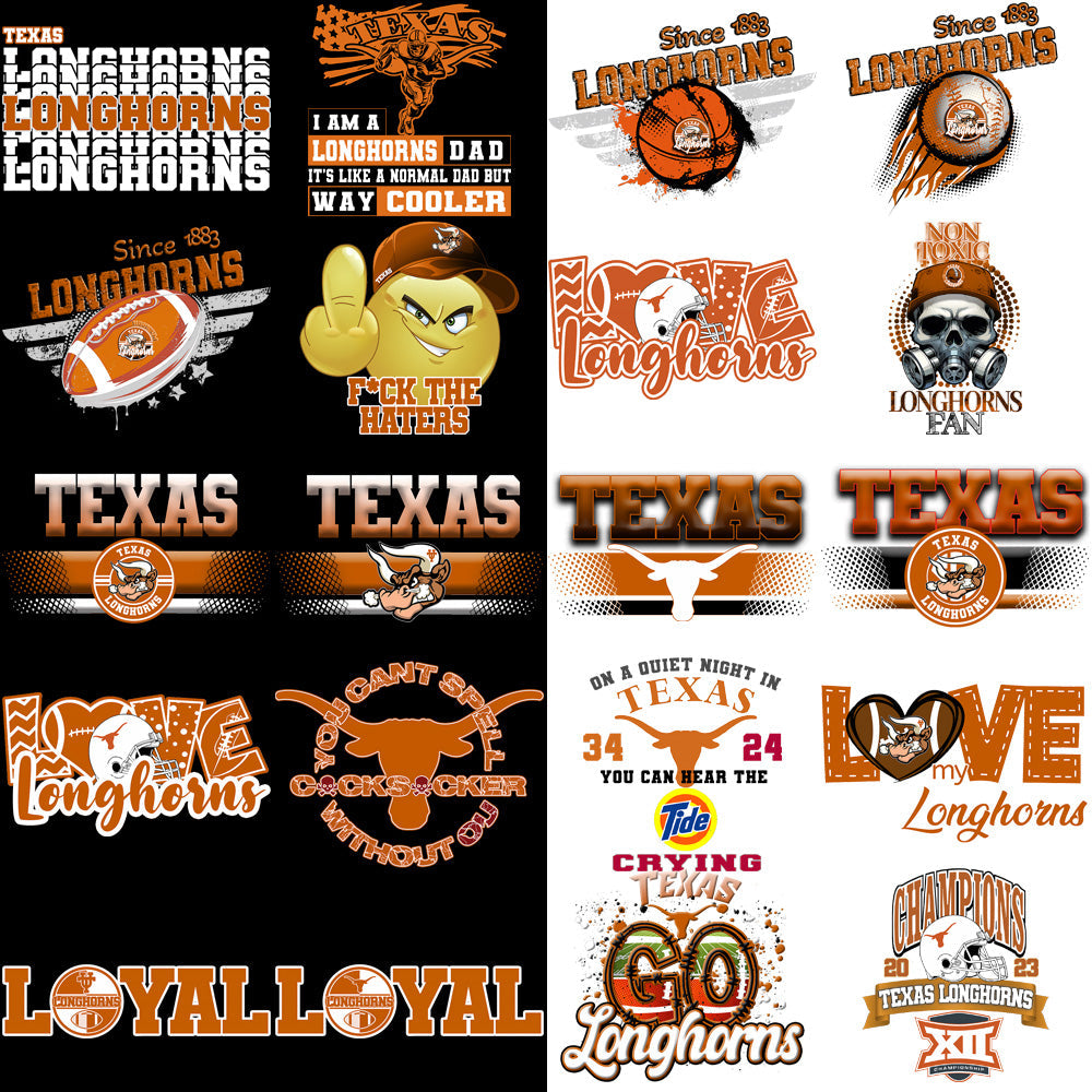 106 Texas Longhorns PNG Designs:  High-Quality Bundle for Your Projects