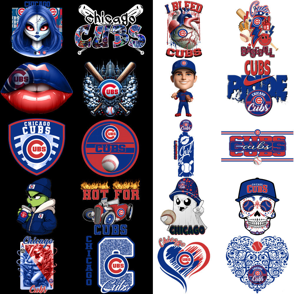 68 Chicago Cubs PNG Baseball Designs Bundle: High-Quality Graphics