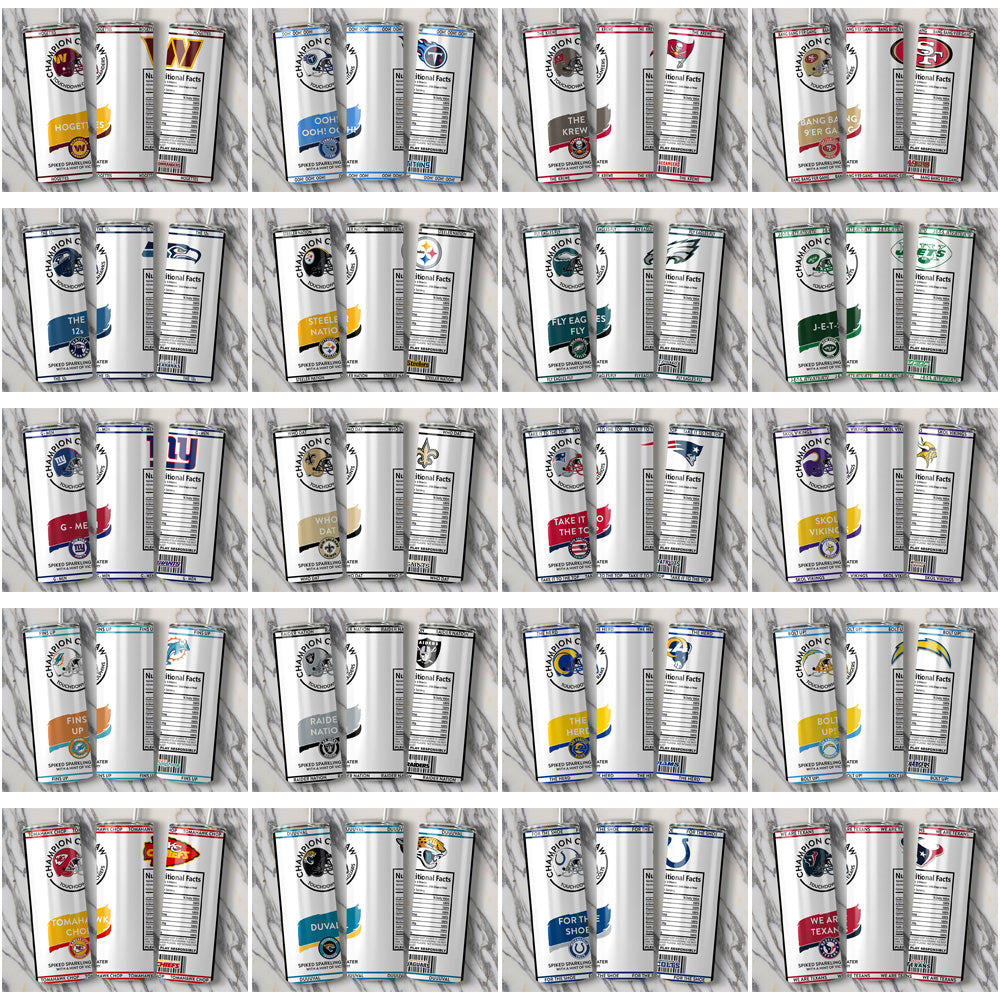 32 NFL Team White Claw Tumbler Wraps: JPG Bundle Download
