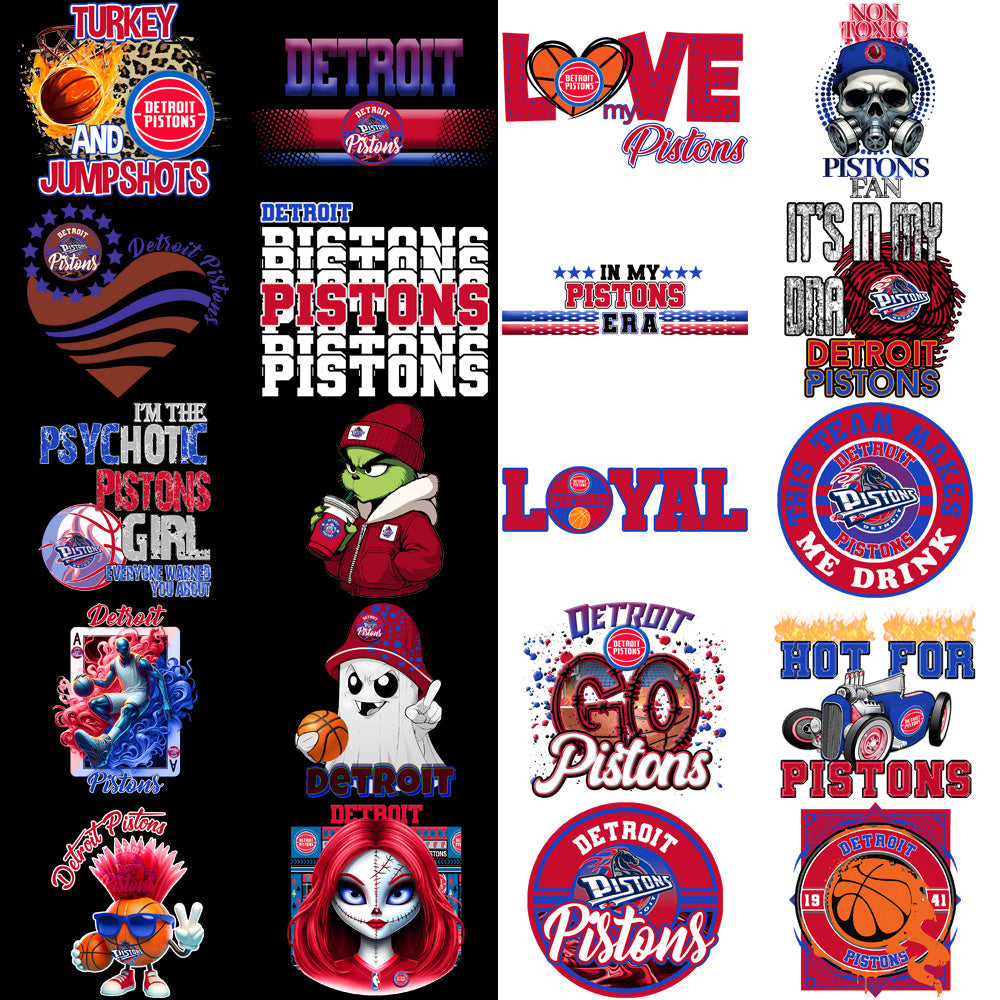Detroit Pistons Basketball PNG Bundle: 57 Designs for Your Projects