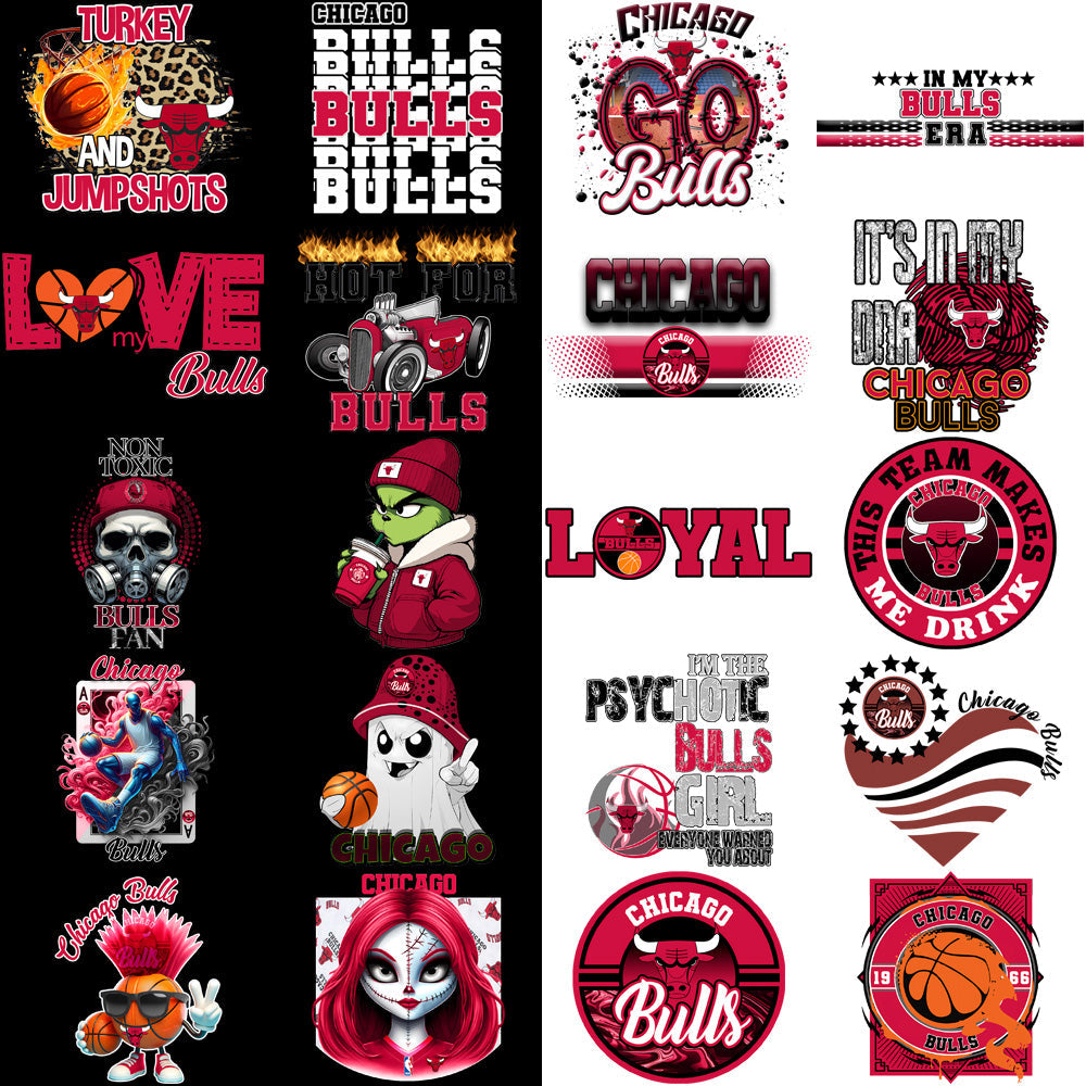 Chicago Bulls Basketball PNG Designs Bundle: 58 High-Quality Images