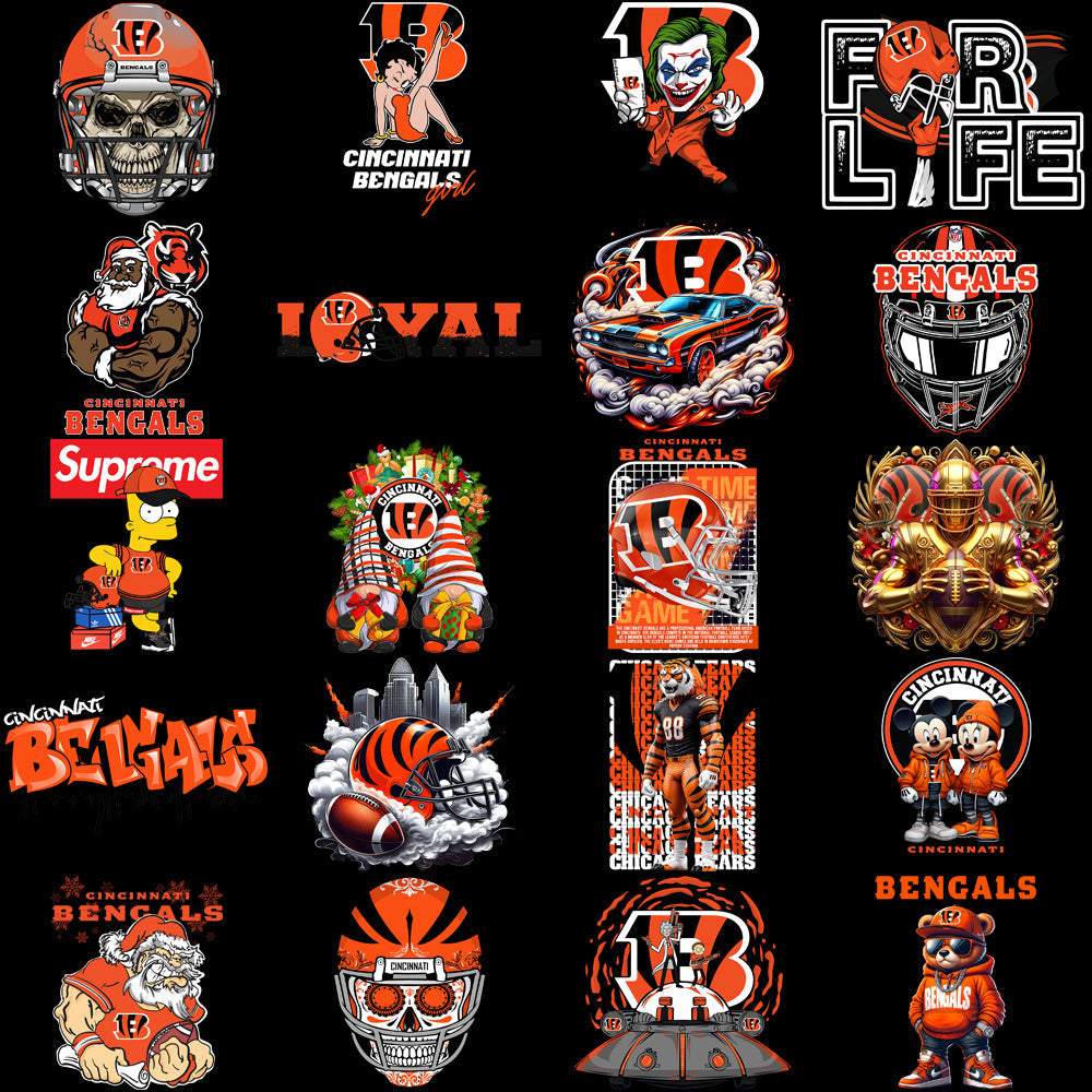 Cincinnati Bengals Football Graphics Bundle: 49 PNG Designs