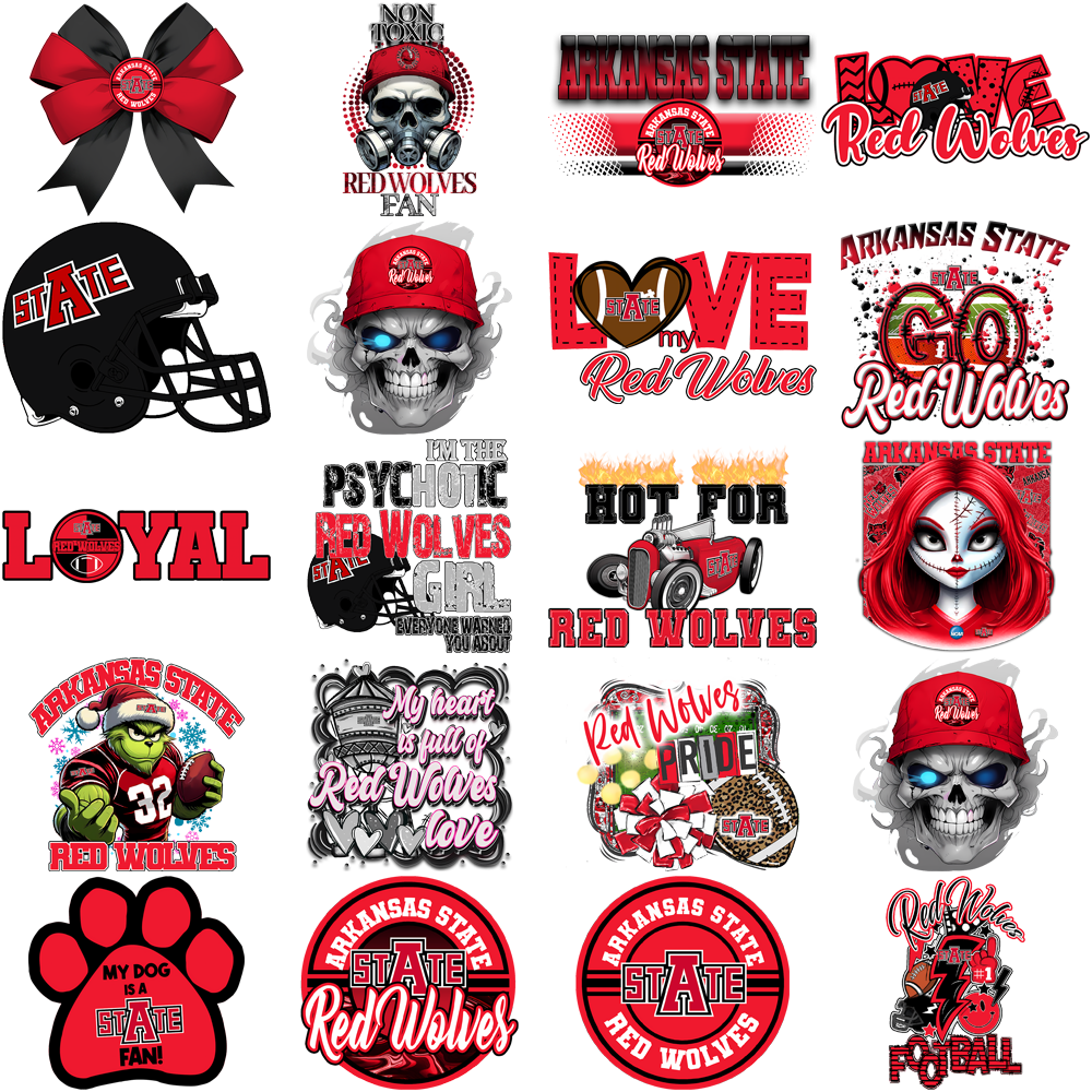Arkansas State Red Wolves PNG Bundle: 34 Designs for Download