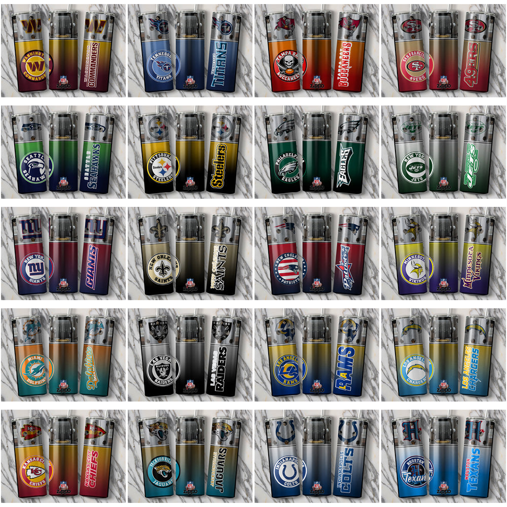 33 NFL Team Zippo Lighter Tumbler Wraps: JPG Bundle
