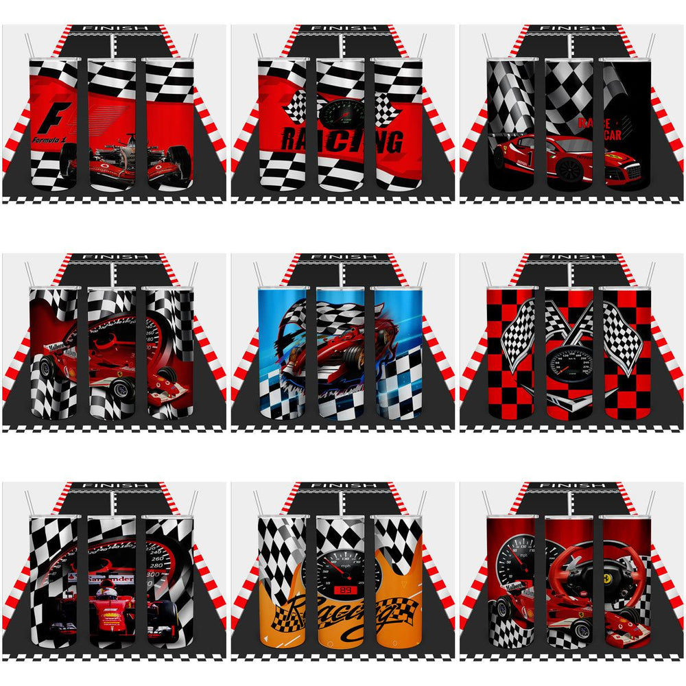 10 Racing Car Tumbler Wrap Designs: JPG Bundle for Sublimation
