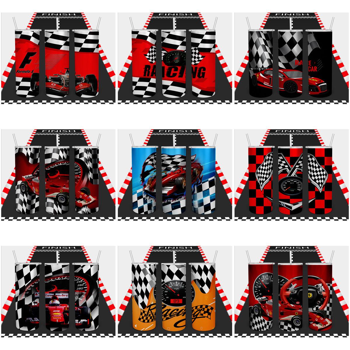 10 Racing Car Tumbler Wrap Designs: JPG Bundle for Sublimation
