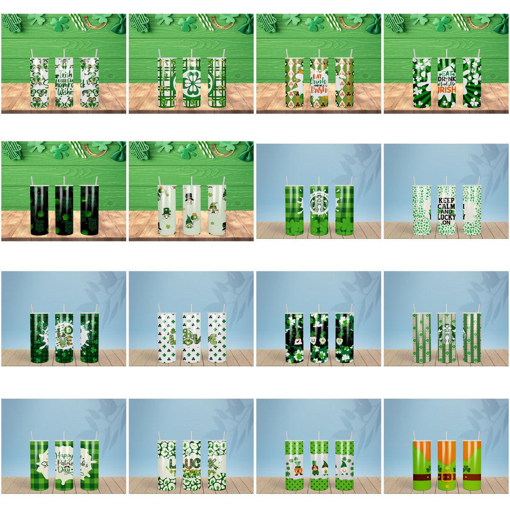 19 St. Patrick's Day Tumbler Wrap Designs: JPG Bundle for Sublimation
