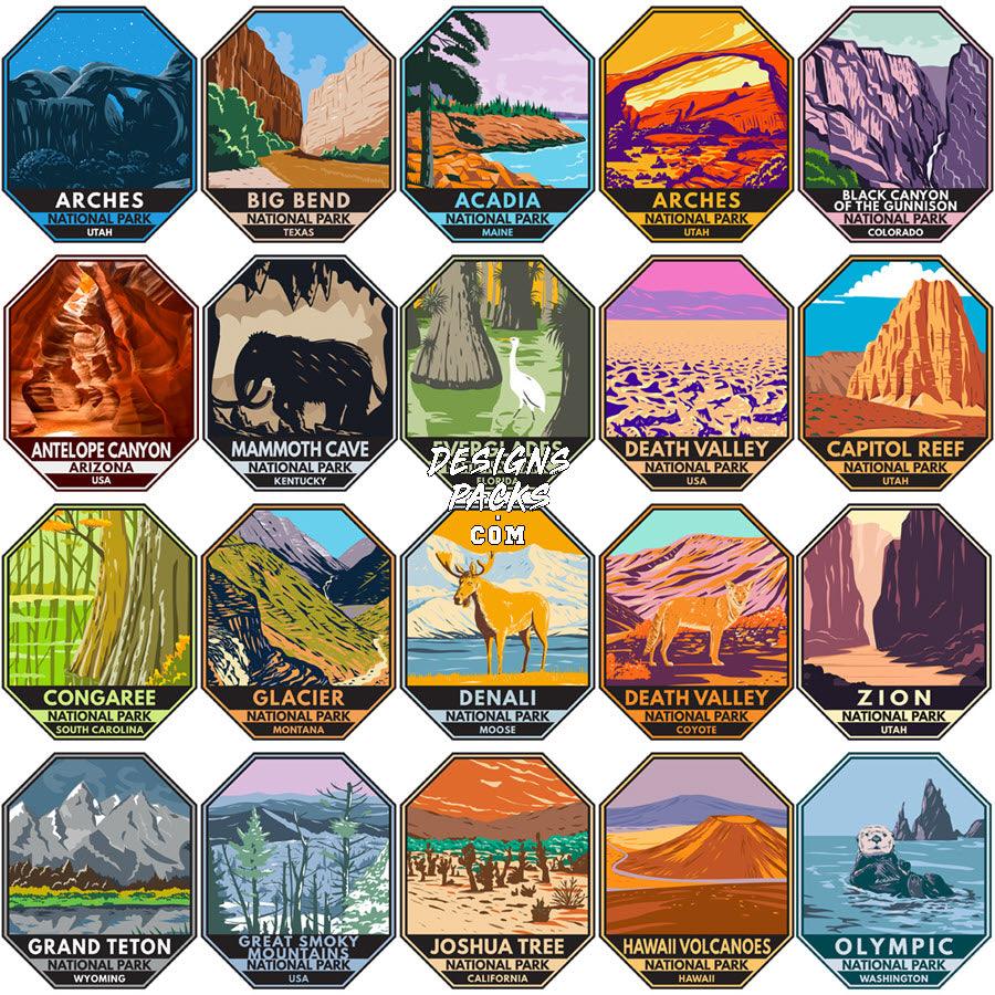 120+ USA National Parks PNG Designs Bundle: High-Resolution Images for Crafts & Projects