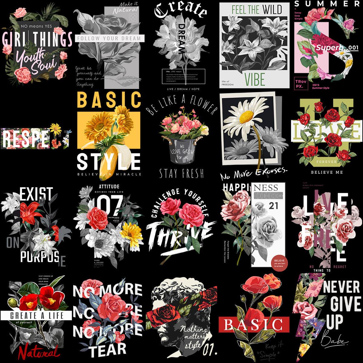 100 Floral Streetwear Designs: PNG & EPS Bundle for Fashion Designers