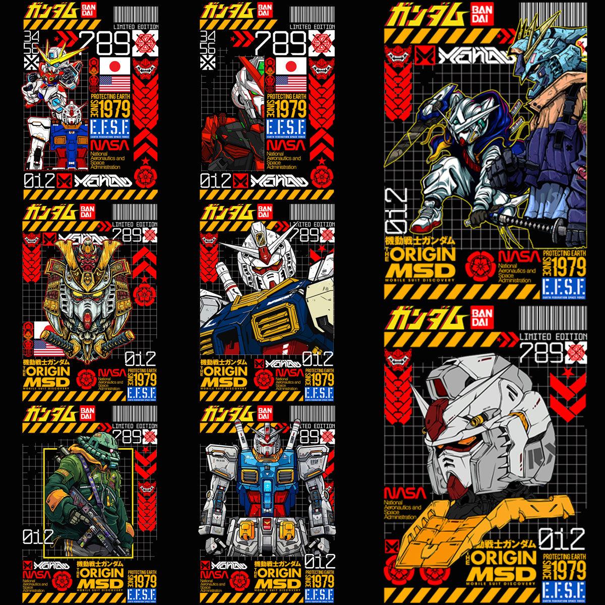 8 Robot Gundam Streetwear Designs: PNG & PSD Bundle for Designers