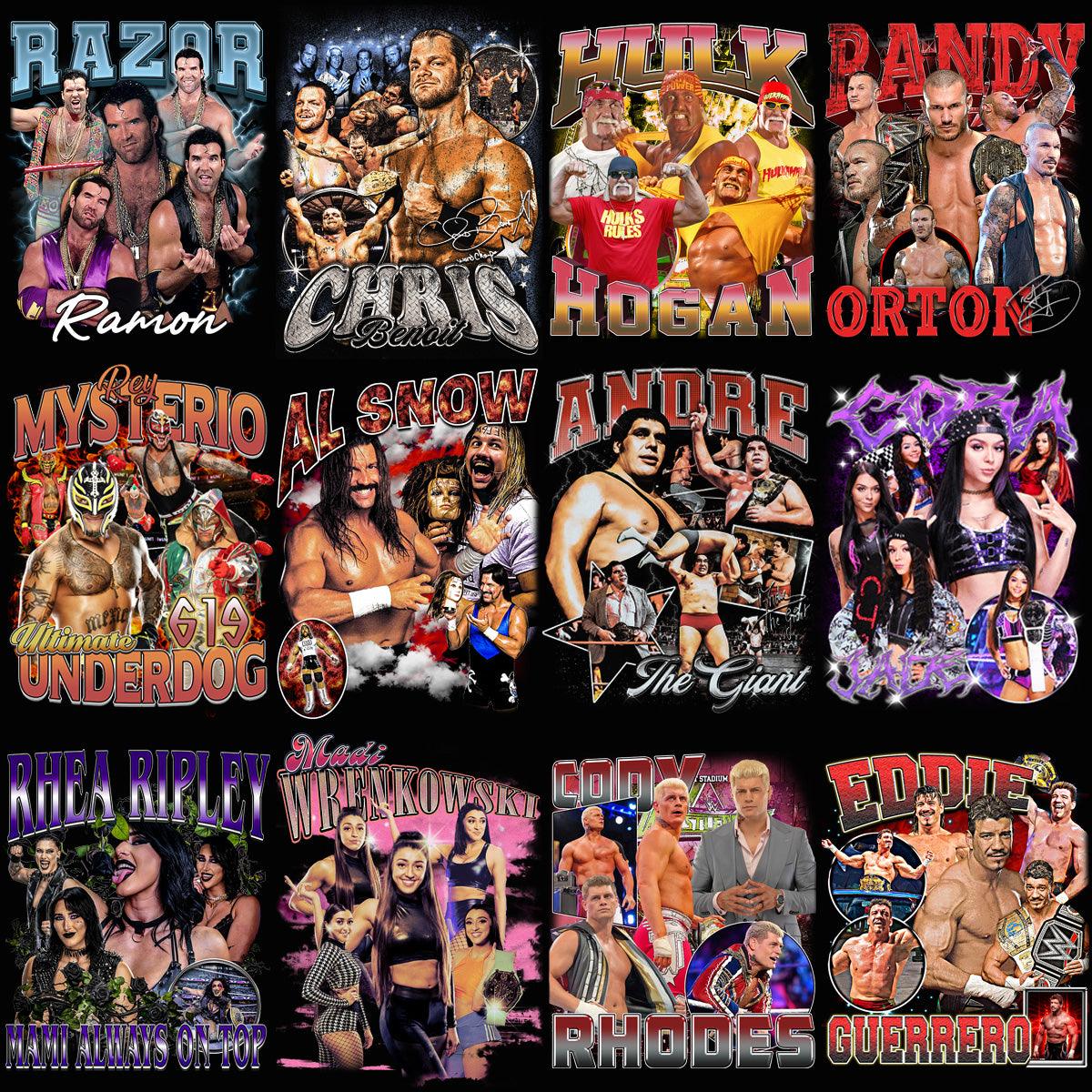 Wrestling Bootleg Pack: 4 PNG Designs Bundle (27 Images)