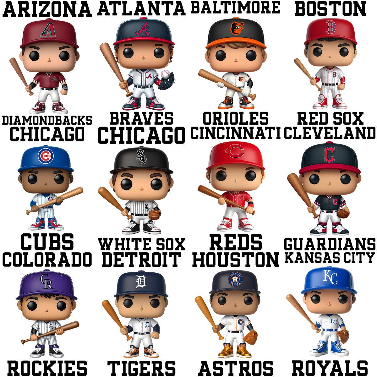 30 MLB Team Baseball Boy Figurine PNG Designs Bundle