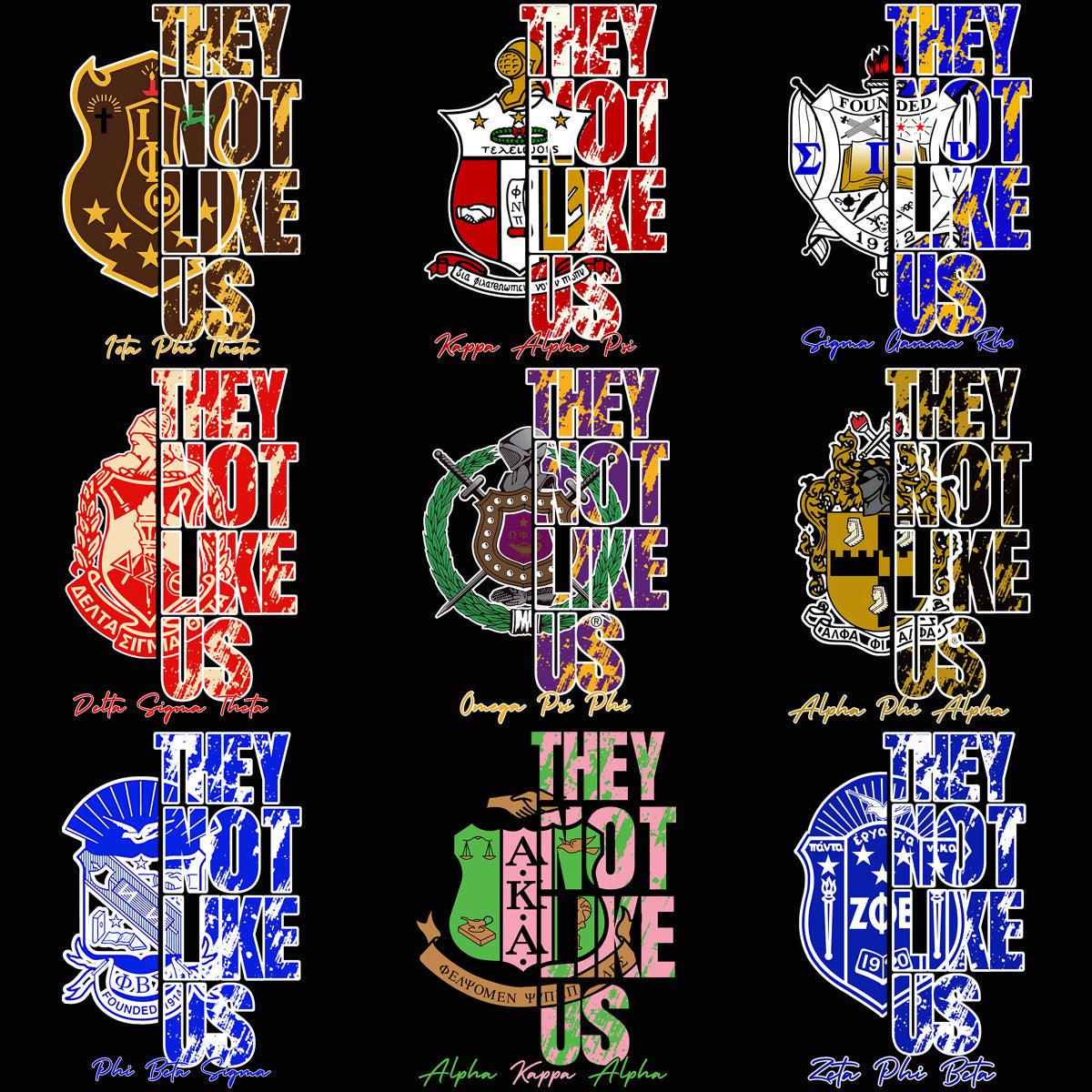 9 Unique Sorority & Fraternity PNG Designs: Not Like Us Bundle