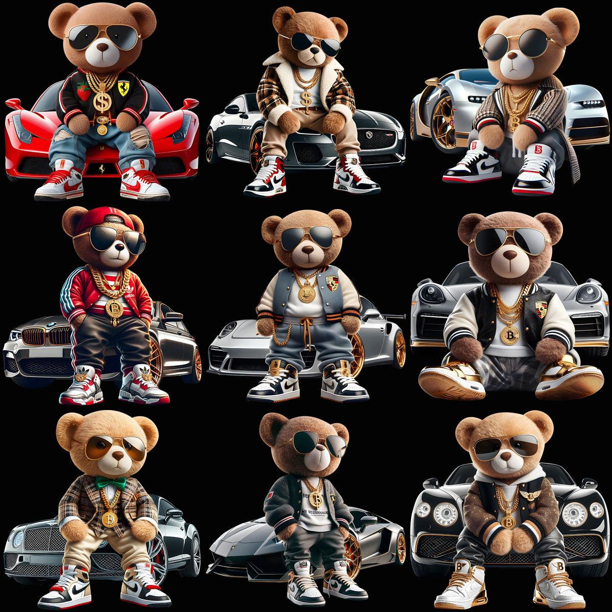 20 Luxury Car Teddy Bear PNG Designs Bundle: Premium Download