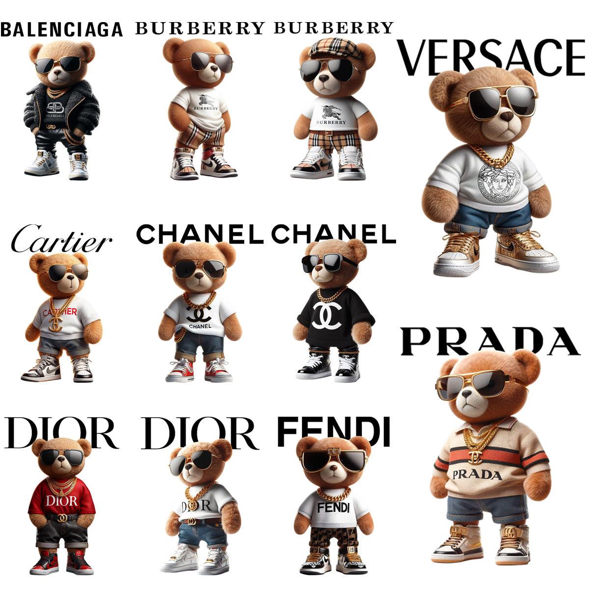 20 Teddy Bear Streetwear Designs: PNG Bundle for Designers