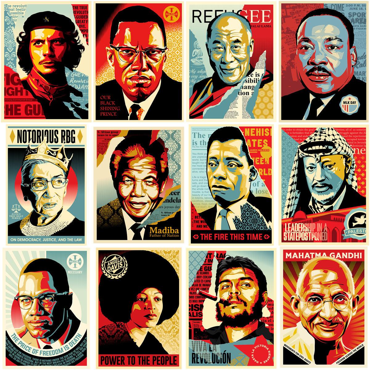 12 Famous Revolutionaries: Celebrity Poster Design Bundle (PNG)