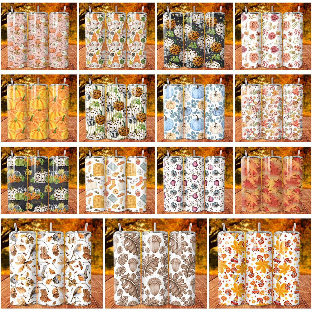 Autumn Tumbler Wraps: 14 JPG Designs for Fall Vibes

